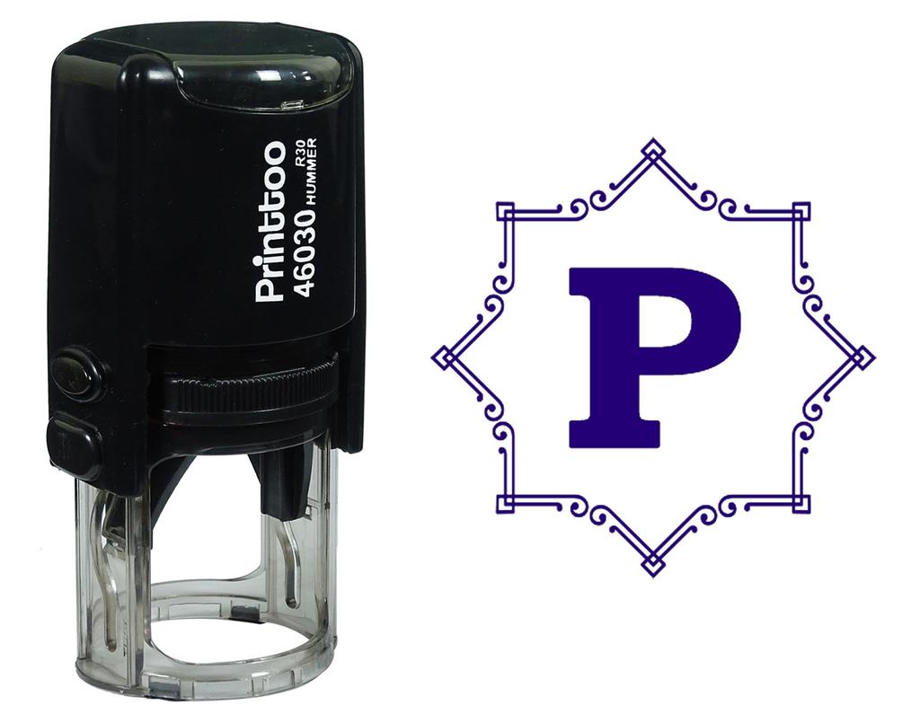 Printtoo Octagon Celtic Swirl Frame Alphabet P Monogram Self Inking Rubber Stamp Office