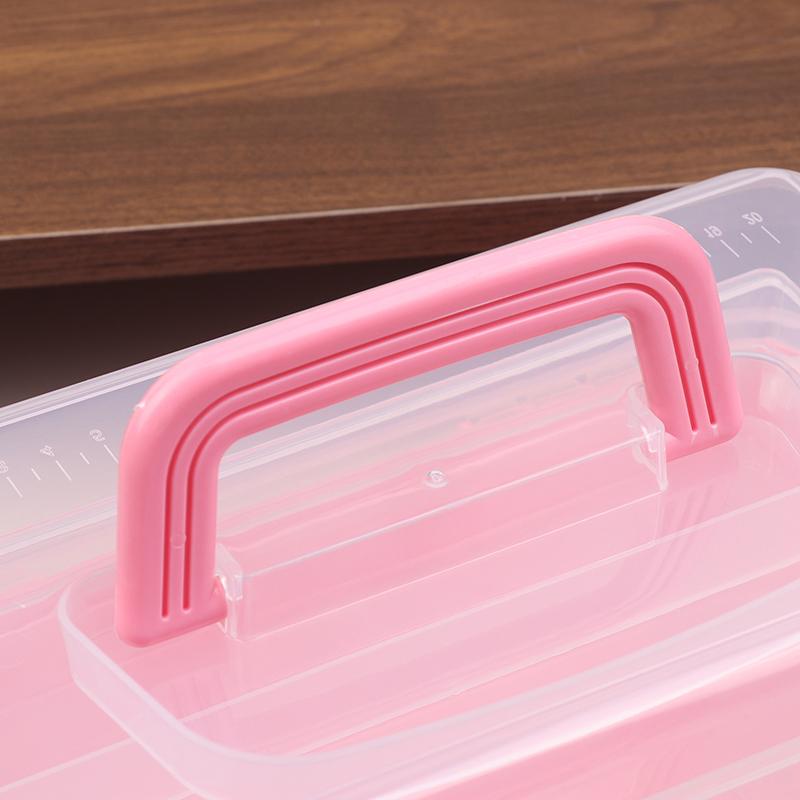 3 Layers Large Capacity Storage Box With Handle Foldable Plastic Portable Makeup Hairpin Organizer Nail Art Jewelry Box