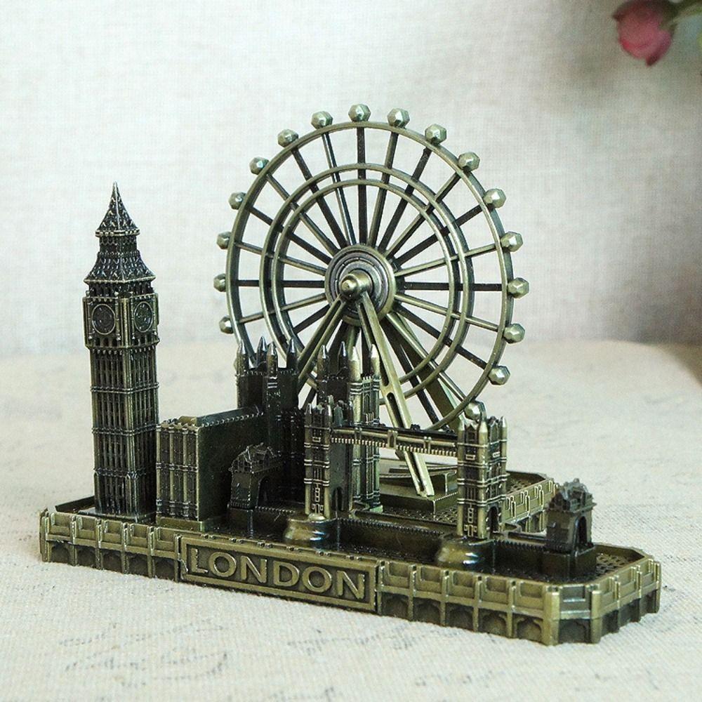 Metal London Eye Big Ben Tower Bridge Vintage Miniatures Statue Sculpture Paris Tourist Souvenirs