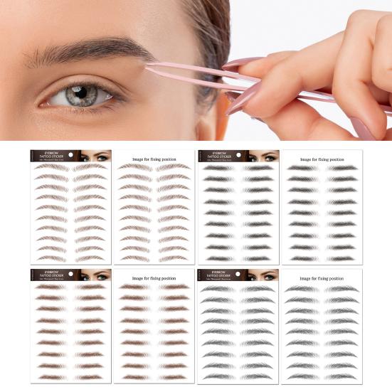 2 Sheets Waterproof Eyebrow Tattoo Stickers Hair-Like Natural Fake Eyebrows Makeup Accessories