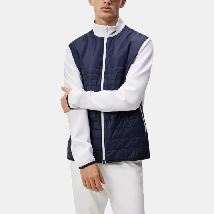 J.Lindeberg Color Block Zip-Up Long Sleeve Jacket Men jackets Navy-Blue GMOW11400-6855