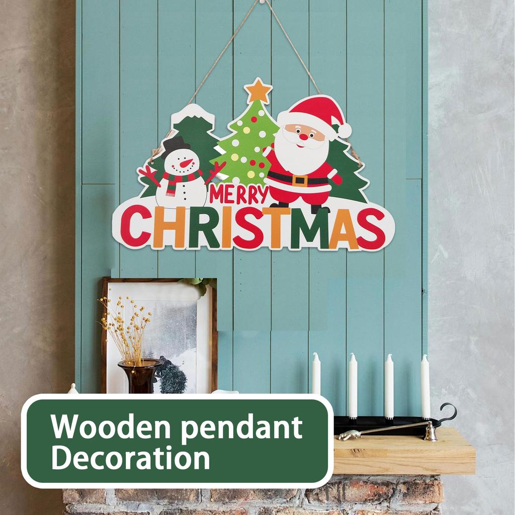 Christmas Home Wooden Pendant Scene Arrangement Atmosphere Hanging Decoration Door Hanging (Single Sided Printing)