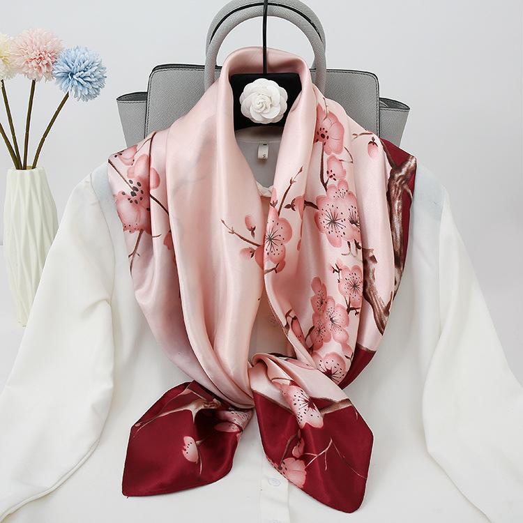 90 см модный платок шейные шарфы женские квадратные шали обертывания бандана головной платок для дам