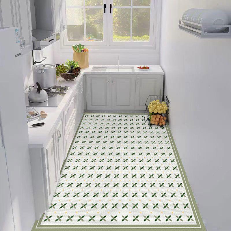 Kitchen Carpet PVC Leather Waterproof Floor Mat Non-slip Oil Proof Foot Mats Long Rug Spring Green Flower Home Decoration Rugs