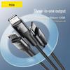 PISEN Type-C Three-in-One Fast Charging Braided Cable for Apple & Huawei