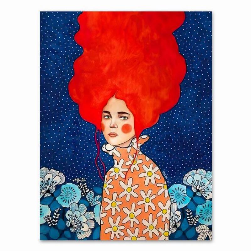 Абстрактные волосы девушки цветы птицы настенная живопись на холсте постеры на скандинавскую тематику и принты винтажные настенные панели для декора гостиной без рам