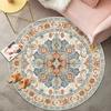 Light Luxury Retro Floor Mats, Absorbent and Non Slip Floor Mats, Living Room and Household Floor Mats, Circular Coffee Table Carpet Floor Mats