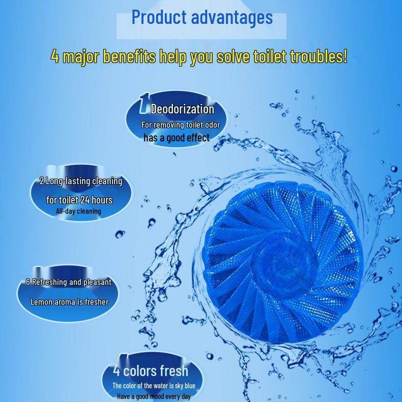 Automatic Toilet Cleaner Tablets - Blue Bubble Fresh Scent Deodorizing Toilet Bowl Cleaner