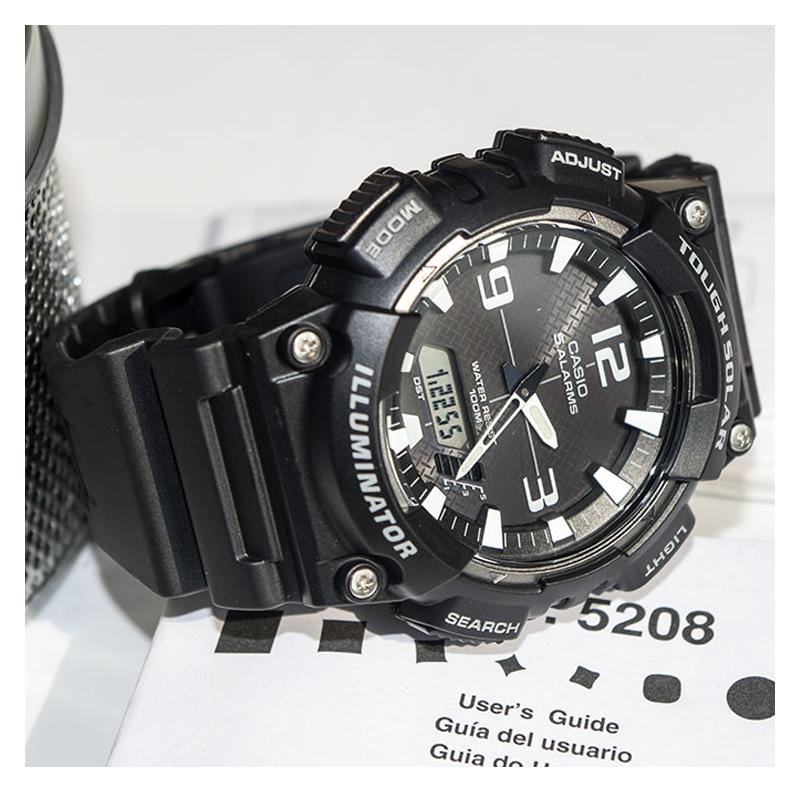 Casio Серия STANDARD повседневные спортивные электронные маленькие черные часы с солнечным кварцевым механизмом резиновый ремешок японские и корейские часы мужские часы AQ-S810W-1A