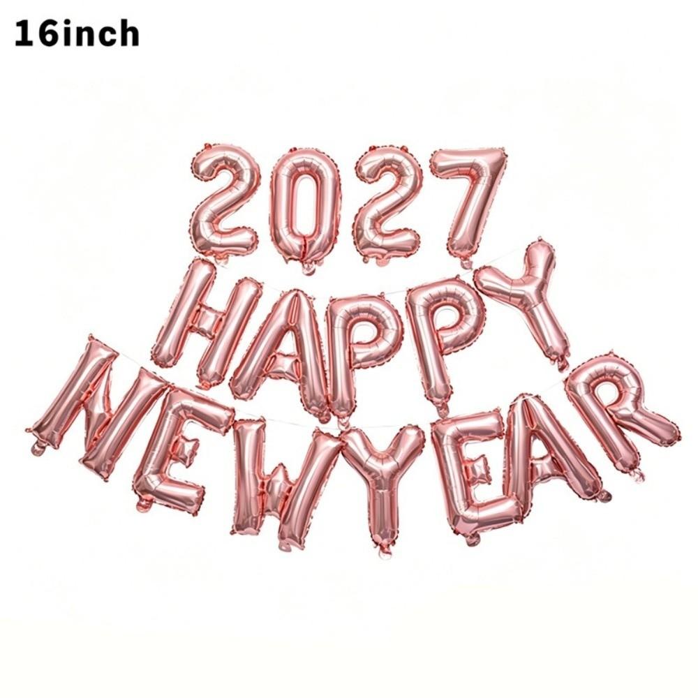 Holiday Ornaments Colorful Foil Balloons Happy New Year 2027 16 inch Balloon Set