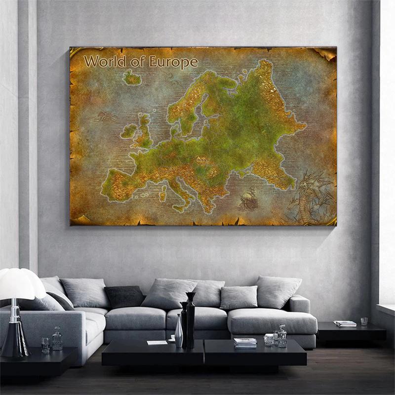 Игровая карта World of Warcraft Картина на холсте Настенное искусство Постеры Печать Картины для гостиной Спальня Игровая комната Домашний декор Без рамки