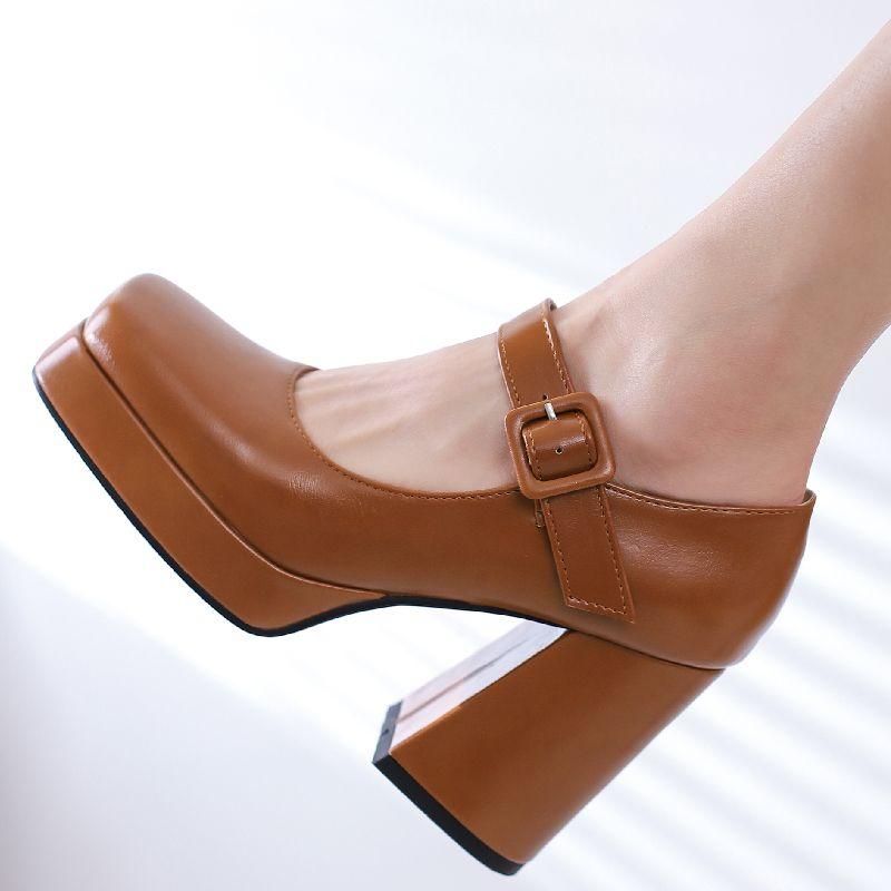 Элегантные туфли на высоком каблуке, женские туфли Мэри Джейн на платформе, большой размер 45, черные, красные, белые, женские туфли на каблуке для танцев и свадеб