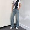 Autumn And Winter New American High Street Washed Light Colored Jeans For Men And Women Straight Leg Slightly Flared Loose Wide Leg Pants