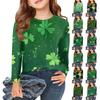 Футболки с длинным рукавом для девочек, детские осенние топы, базовые футболки с принтом и круглым вырезом, День святого Патрика