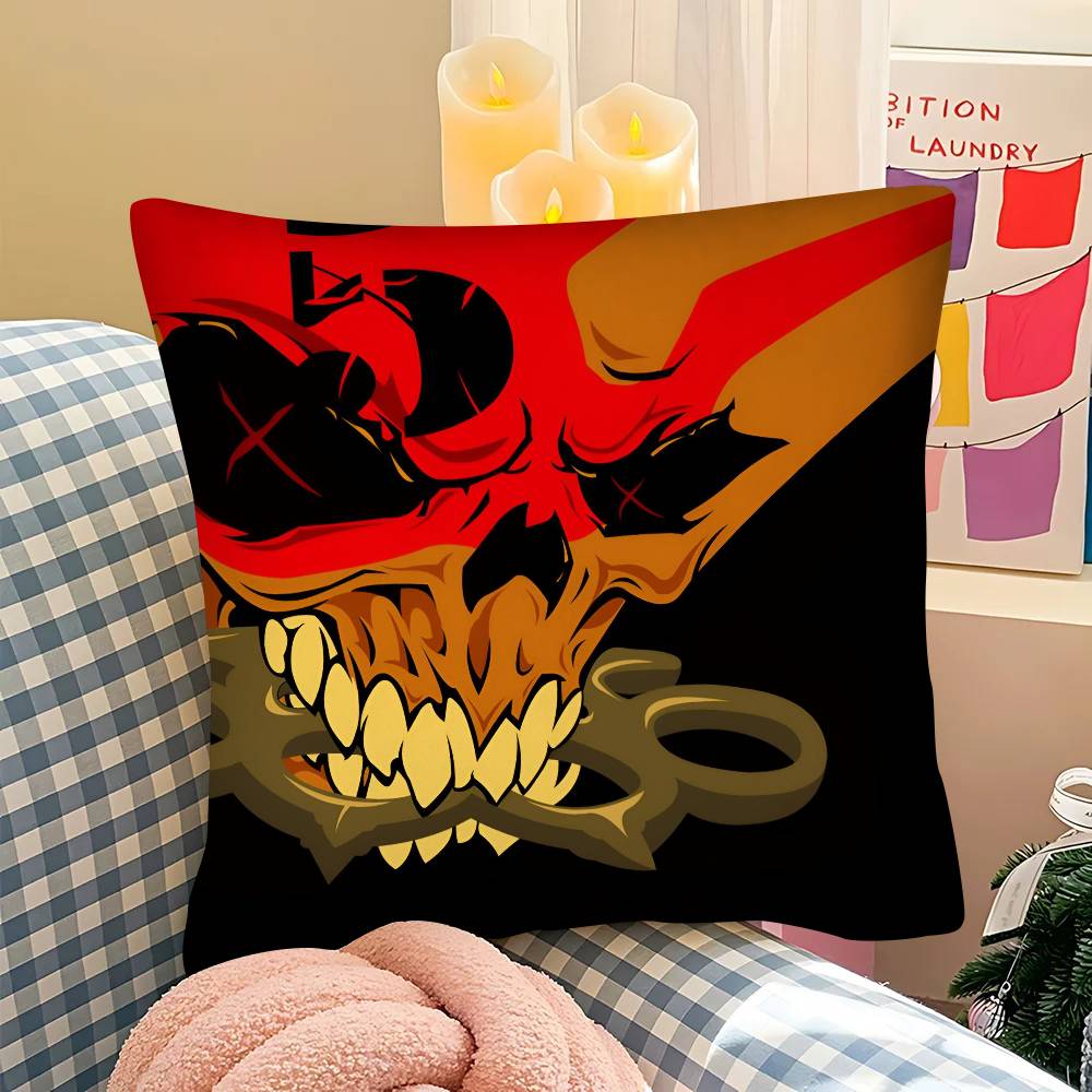 pc Vintage FFive Finger Death Punch Band Pillow Case Fashion Square Pillowcase Bedroom Sofa Room Ins Decoration Leisure