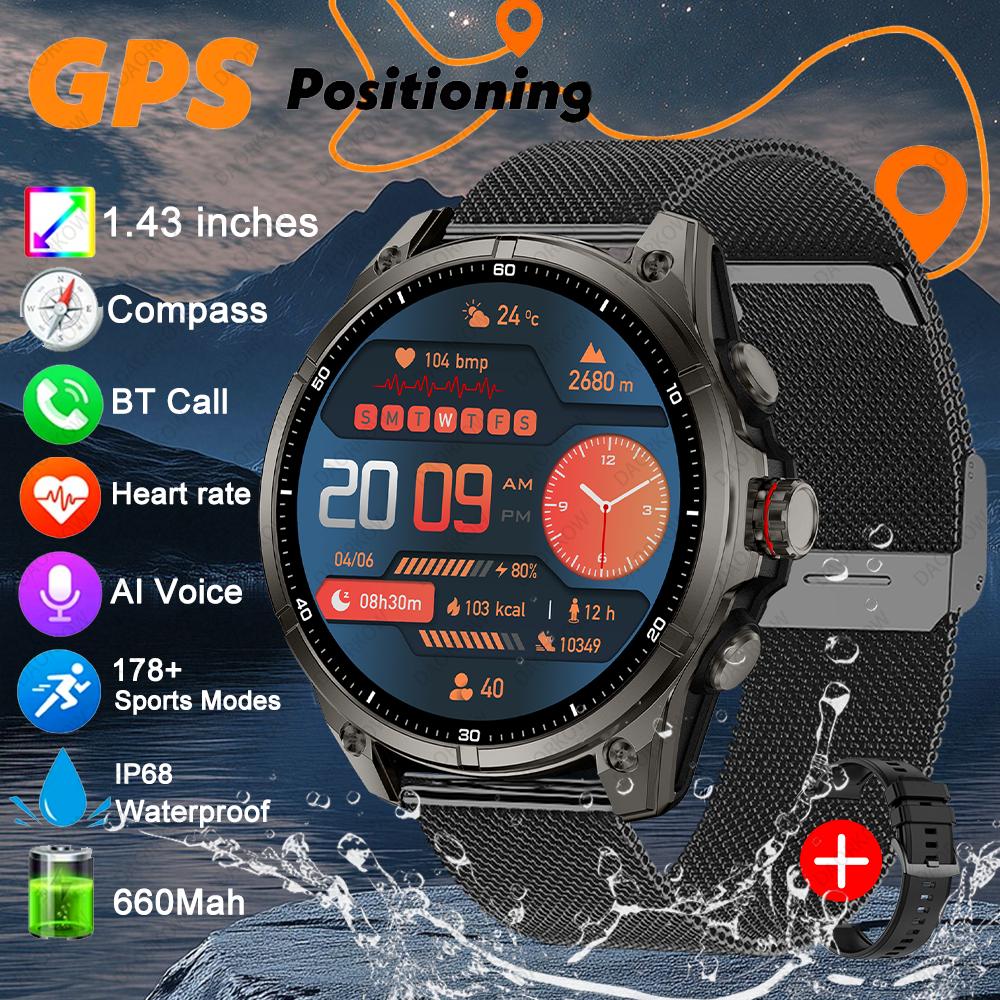 Для умных часов T-Rex 3 GPS Сенсорный экран 5 ATM Наружный компас Умный фитнес-спортивный монитор Мужские часы Для браслета Xiaomi