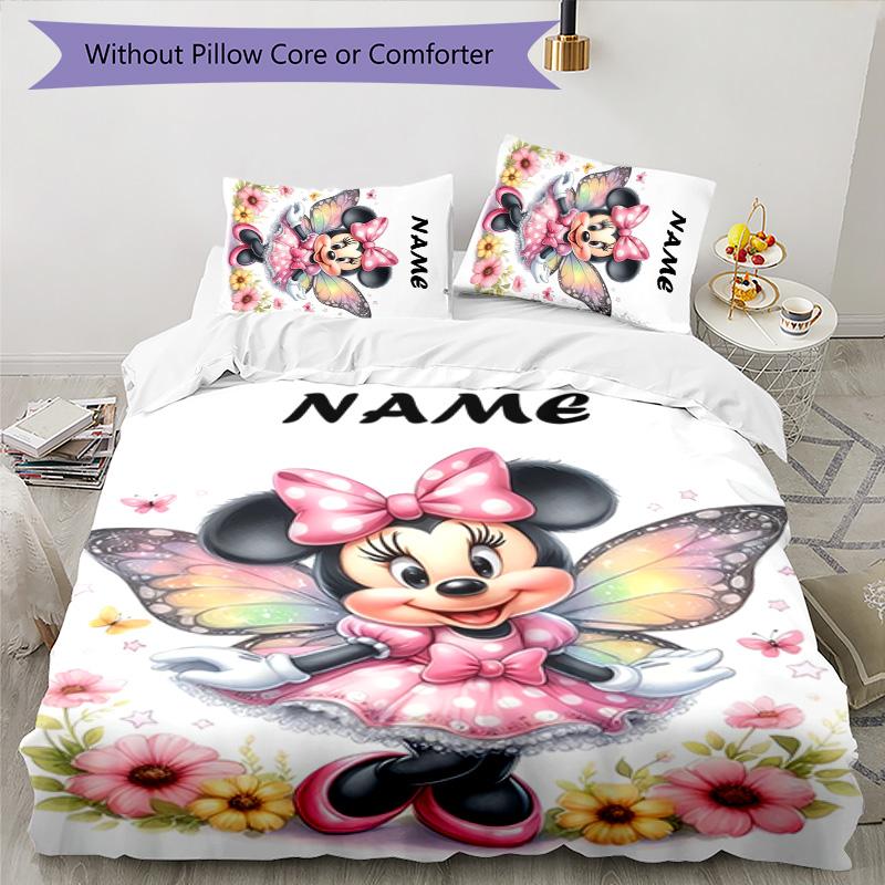 3pcs Minnie6 Cover Set - Personalized Name, HD Printed Bedding with 1 Cover and 2 Pillowcases - Perfect for Home Decor, Easy Care