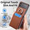 Card Slot Leather Ring Holder Case For Samsung Galaxy Z Flip 4 Flip3 Flip5 Flip4 Flip 5 3 Zflip4 Zflip3 Protective Cover Coque