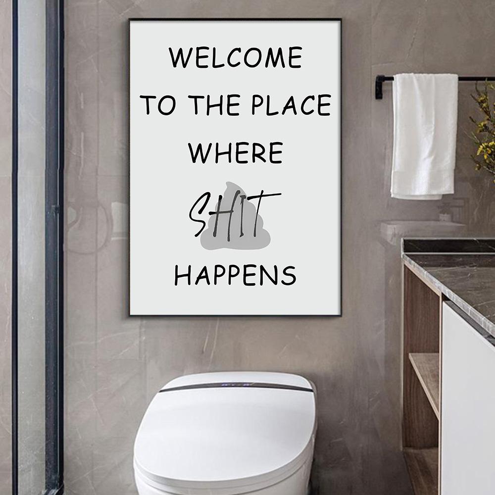 Неприятный запах юмористический постер для ванной комнаты минималистское настенное искусство абстрактная картина на холсте печать черно-белая картина для туалета декор туалетной комнаты