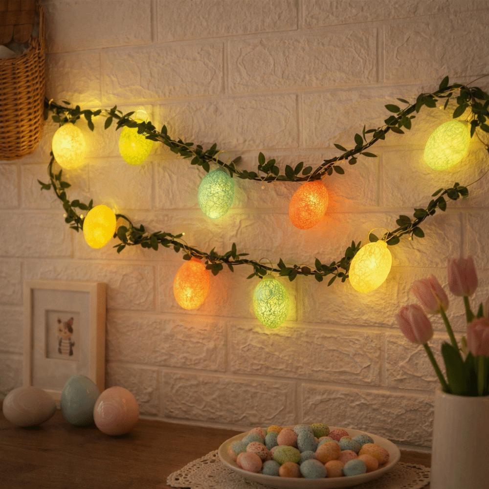 10 LED Lights Easter Egg Wreath 2M Easter Twig Garland  Easter Party