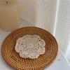 2/4Pcs Vintage Lace Floral Coasters Knitted Texture Round Woven Placemats  Wedding Party