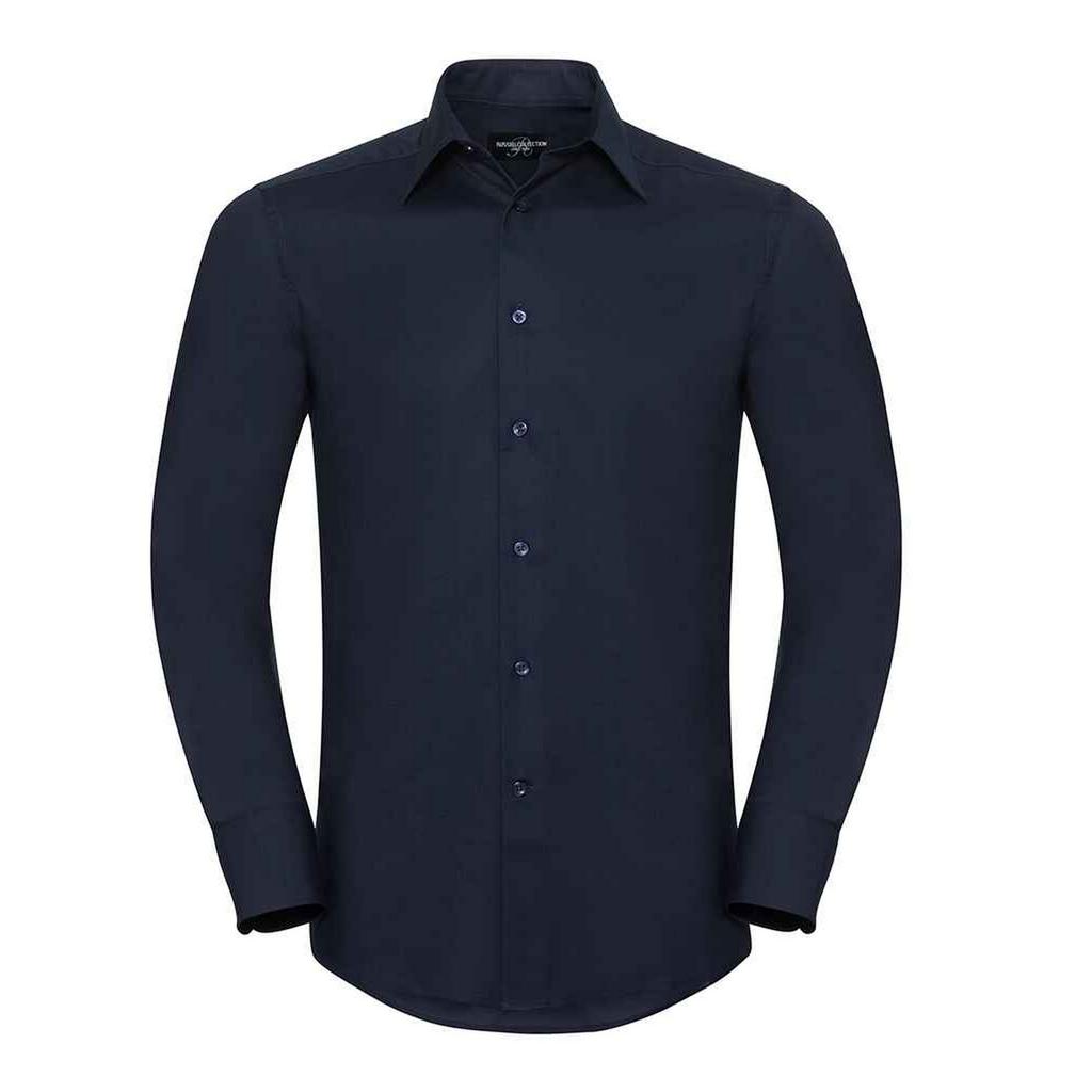 Russell Collection Mens Oxford Tailored Long-Sleeved Formal Shirt