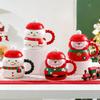 Santa Claus Ceramic Mug Christmas Creative Mug with Lid Spoon Home Couple Water Cup Holiday Gift Box