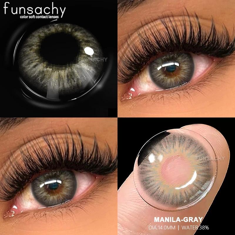 FUNSACHY 2pcs Contact Lenses for Eyes High Quality Circle Lenses Natural Beauty Pupils Grey Makeup Contact Lens Cosmetics Yearly