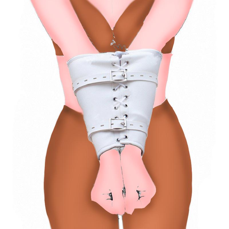 BDSM Bondage Leg/Arm Binder,Behind Back Straight Jacket,SM Leather Armbinder Restraint Slave Lockable Glove With Shoulder