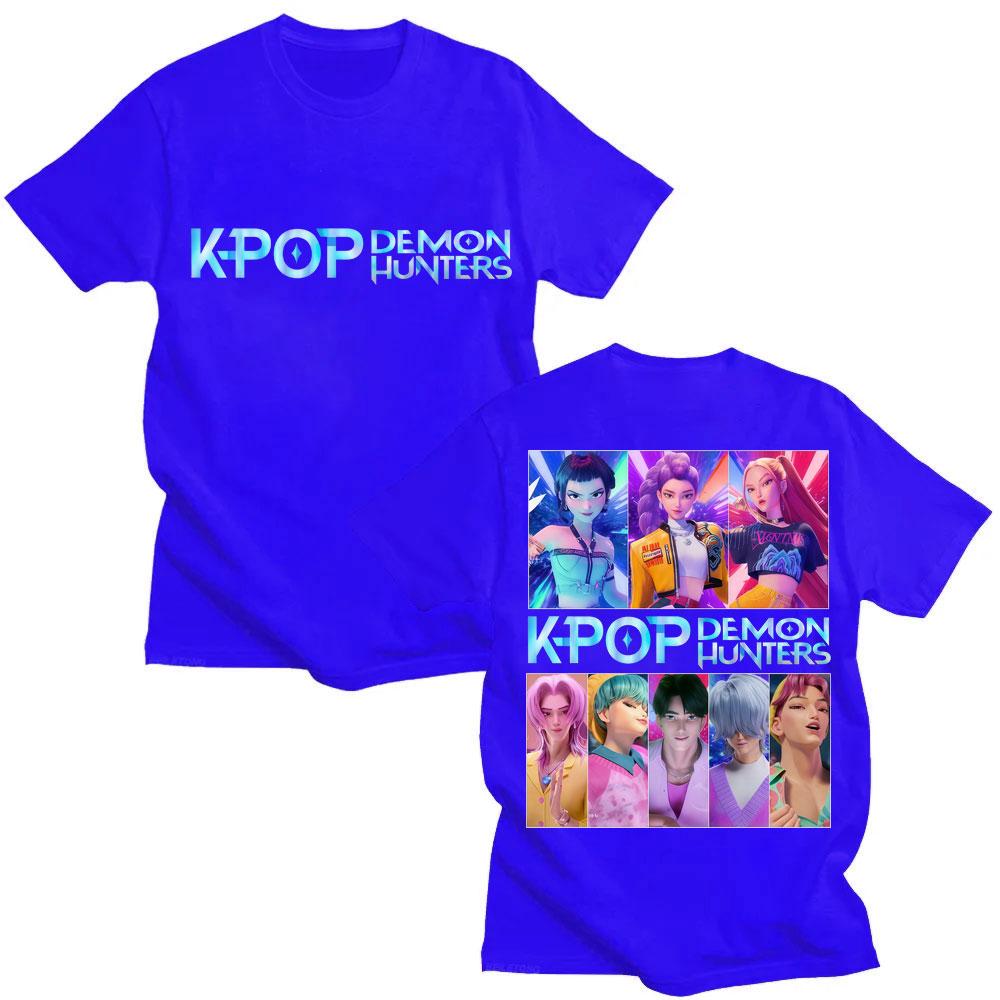 KPop Охотники на демонов Huntrix Saja Boys Графические футболки Мужские Женские Мода Манга С коротким рукавом Большого размера 100% Хлопок Повседневные футболки