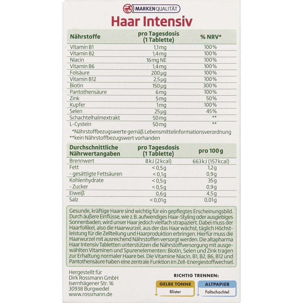 Rothman Altapharma Hair Intensive 30 таблеток