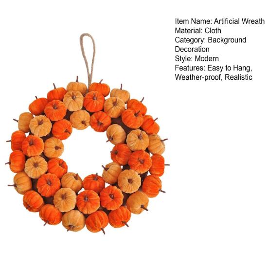 40 см Искусственный тканевый тыквенный венок для помещений и улицы, подвесной на стену или дверь