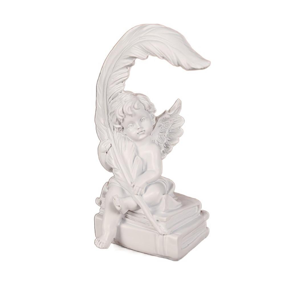 Charming Feather Angel Ornaments Handcrafted Decorative Resin Angel Statue Non-slip Base Praying Angel Figurine Living Room