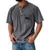 Мужская летняя футболка с круглым вырезом и коротким рукавом, универсальная повседневная рубашка на пуговицах