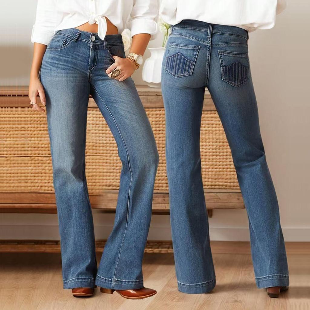 Women Baggy Mid Waist Jeans Wide Leg Loose Denim Pants Straight Leg Cropped Barrel Jeans