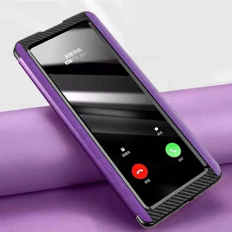 Phone Cases For ZTE Axon 41 Ultra 5G View Windows Tempered Glass Film Leather Phone Case For Zte Axon 40 Ultra 30 Pro Capa Flip Book Stand Phone Cover
