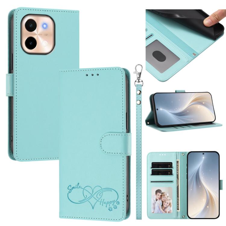 Happy Heart Pattern Magnetic Closure Vegan Leather Phone Case With Wrist Strap For vivo X200 FE