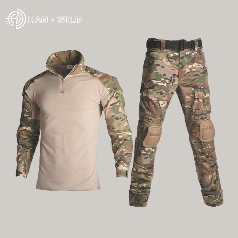 Tactical Gear Camouflage Tactical Military Uniform Clothing Sets Paintball US Army Combat Shirt + Cargo Pants with Elbow & Knee Pads
