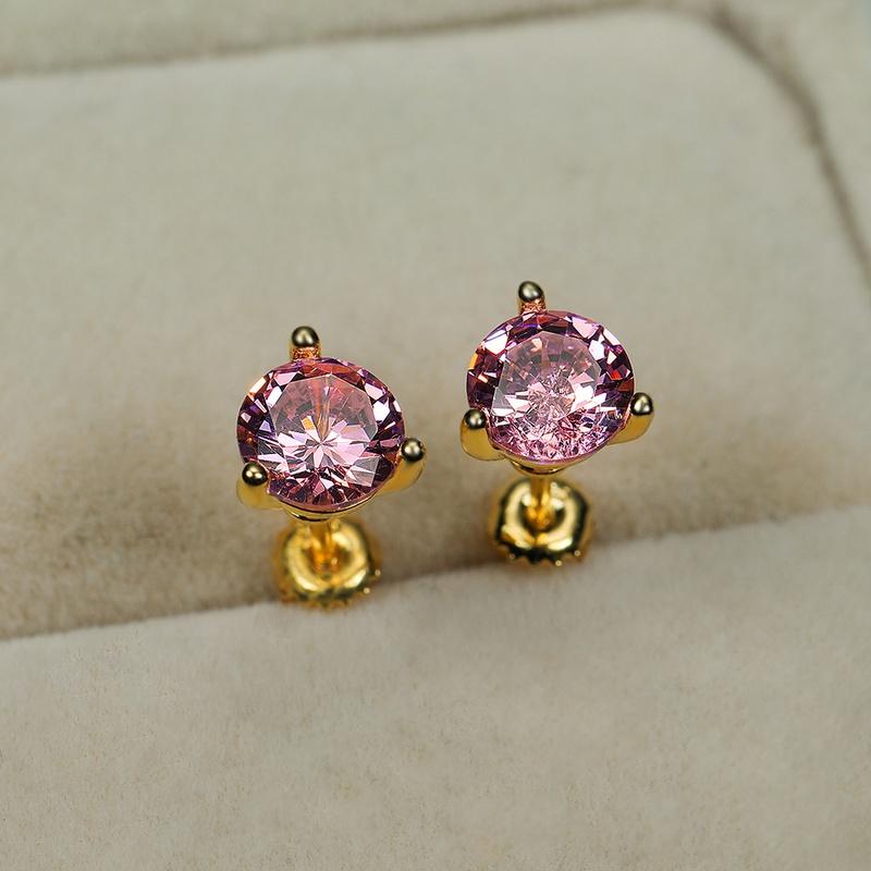 Серёжки гвоздики с кубическим цирконием и позолотой, размер камня 6х6 мм