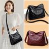 New Middle-aged Mother Bag Simple and Fashionable Retro Shoulder Bag Soft Leather Large-capacity Multi-layer Zipper Pocket Crossbody Bag