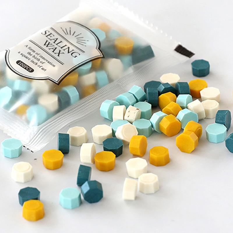 100Pcs/Bag Wax Particles Delicate Fire Lacquer Seal Color Random Colour Macaron Color Bagged Sealing Wax Octagonal Shape