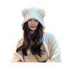 Winter Cute Bear Ears Knit Hat for Women Fuzzy Slouchy Crochet Hat Soft Plush Warm Hat with Ear Flap