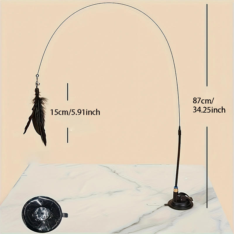Interactive Cat Toy Handfree Cat Stick Playing Kitten Playing Teaser Wand Toy Suction Cup Feather Cat Wand Pet Supplies