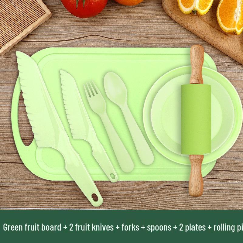 Safe Plastic Fruit Knife & Cutting Board Set for Kids