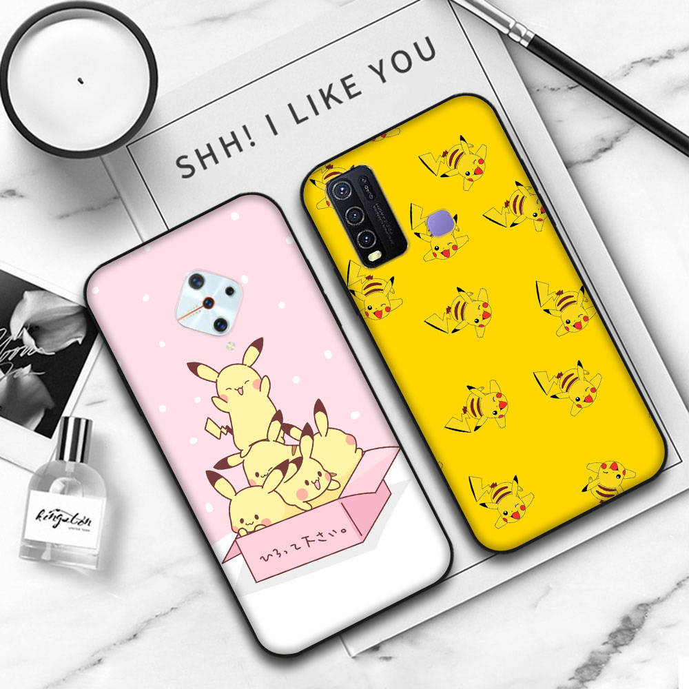 JP38 Pokemon Pikachu Black Soft Case for Xiaomi Poco X6 X4 M5 M6 F5 F6 C65 C55 C50 C51 C40 Pro Redmi 14C A3X 13C 12C 11T 10A 9C Note 7 6 8A Plus