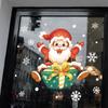 Мультяшный Санта-Клаус Снежинка Подарочная коробка Атмосфера Украшенные стеклянные наклейки на окна для окон и дверей