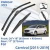 3PCS For KIA Carnival 2015-2019 26" 18" 11" Front Rear Wiper Blades Windshield Windscreen Window Cutter Accessories 2015 2016 2017 2018 2019