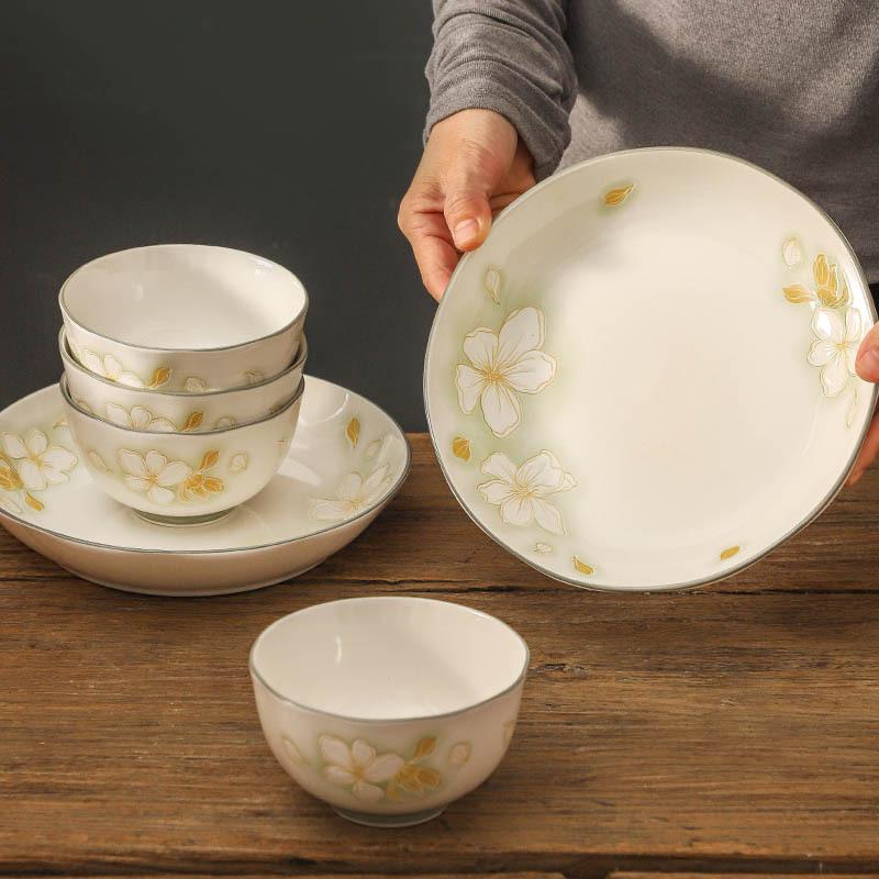 Японская посуда, Маленькая свежая керамическая миска-тарелка с подглазурной росписью, Подарочный набор в коробке, Миска для подарка на открытие бизнес-мероприятия