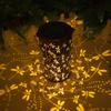 1PC Solar Dragonfly Lantern Metal Outdoor Hanging Light Waterproof Warm White LED Lamp for Garden Patio Yard Path Decor