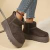 Модные нескользящие ботинки на массивной платформе для женщин, зимние ботильоны до щиколотки с толстой подошвой и короткой плюшевой подкладкой, женские ботильоны из искусственной замши, слипоны